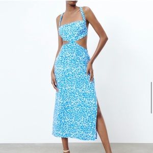 Zara Linen Blend Floral Dress